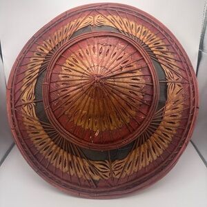 🌾 Vintage Woven Bamboo Hats – Set of 2 – Asian, Decor Wall Art